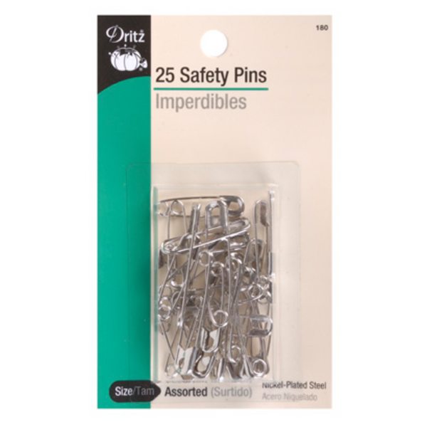 Safety Pins - Nickel - Assorted Sizes - 25ct