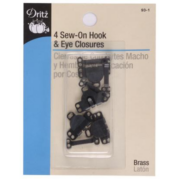 Sew-On Hook & Eye Closures - Black