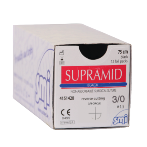 Sutura quirúrgica Supramid negra USP 3/0 75 cm DS19