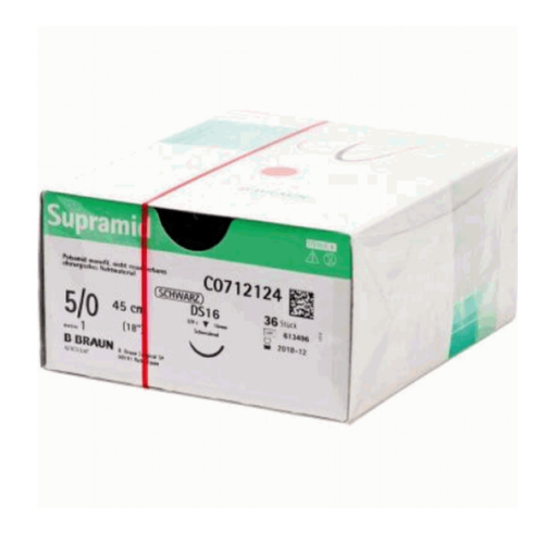 Sutura quirúrgica Supramid negra USP 5/0 45 cm DS16
