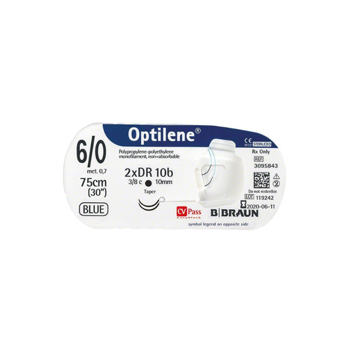 Sutura quirúrgica Optilene® USP 6/0 75 cm DS10F