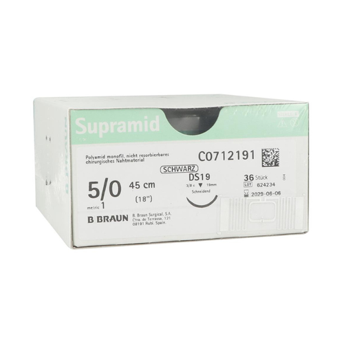 Sutura quirúrgica Supramid® negra USP 5/0 45 cm DS19
