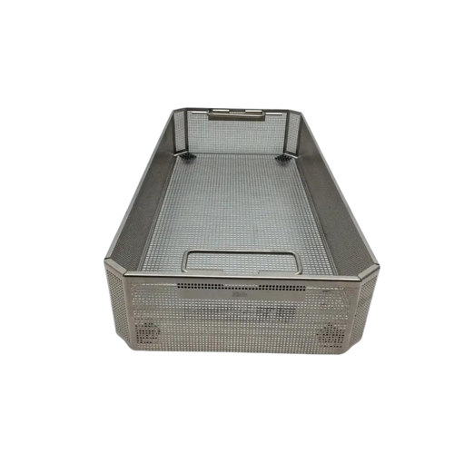 Cesta de Esterilización Perforada 3/4 con Asas Abatibles 242 × 253 × 50 mm