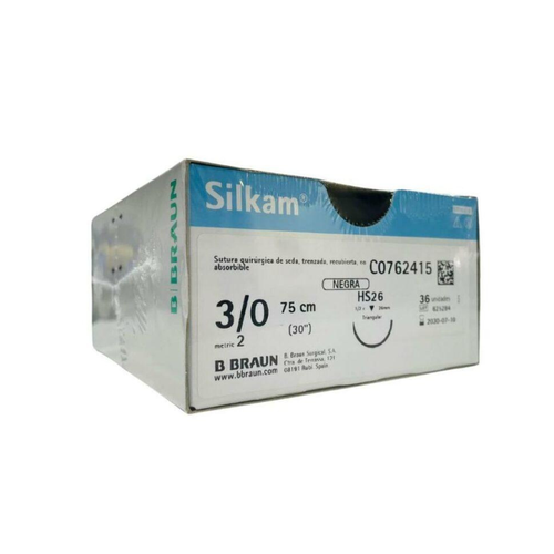 Sutura quirúrgica SILKAM® negra USP 3/0 75 cm HS26