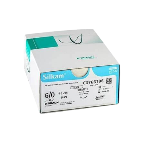 Sutura quirúrgica SILKAM® negra USP 6/0 45 cm DS12