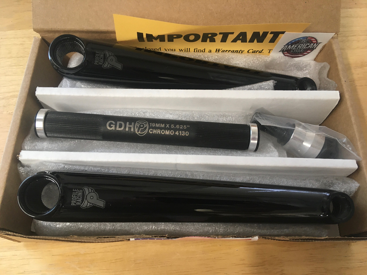 Profile Racing Cranks with new light GDH Spindle