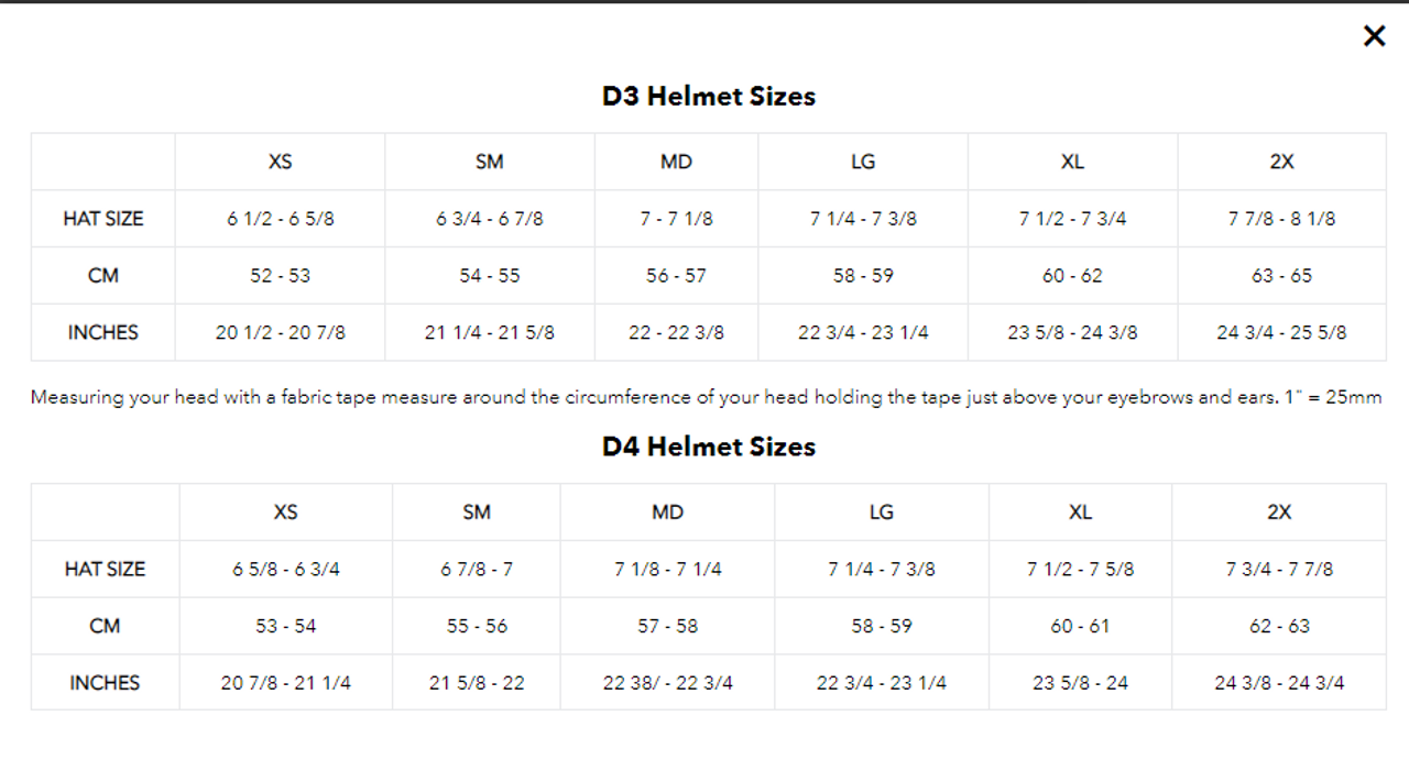 Tld d3 online size chart
