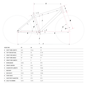 GT Heritage Bike Sizing and Geometry