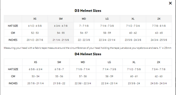 Troy Lee Designs D4 Composite Helmet W/Mips Reverb Size Chart
