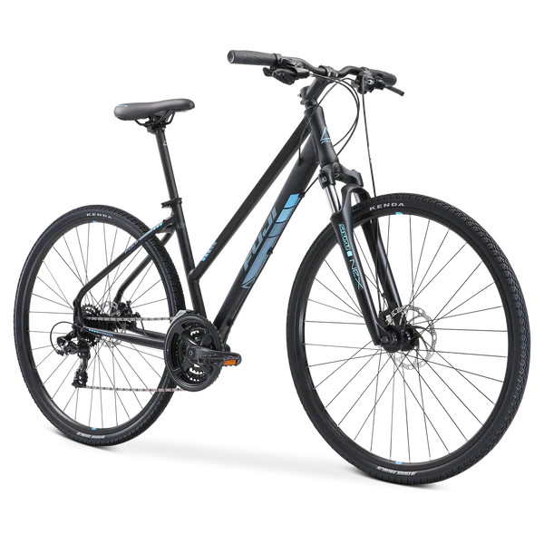 Fuji Traverse 1.7 ST Bike - Satin Black/Cyan Americancycle.com