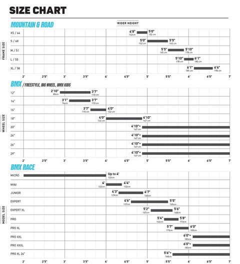 gt bike sizing chart