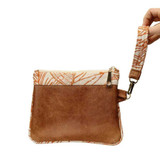Leather Zipper Wristlet in Butterfly Brown