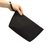 Poppy Clutch in Black Silk Stripes