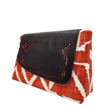 Leather Flap in Persimmon Ikat