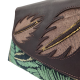 Leather Flap in Embroidered Leaves