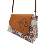 Leather Flap in Embroidered Autum Burst