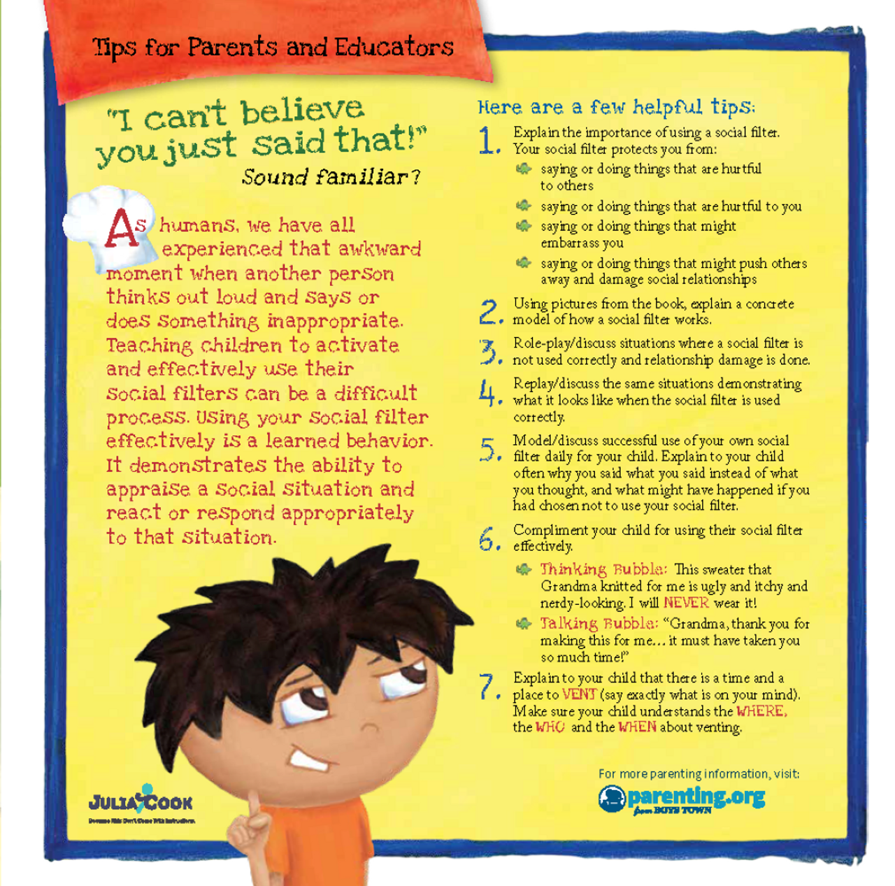 I Can’t Believe You SAID That! | Julia Cook | Boys Town Press