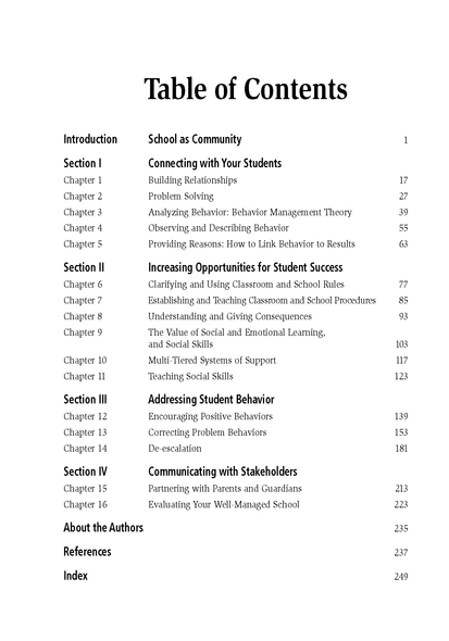 Inside Page, Table of Contents