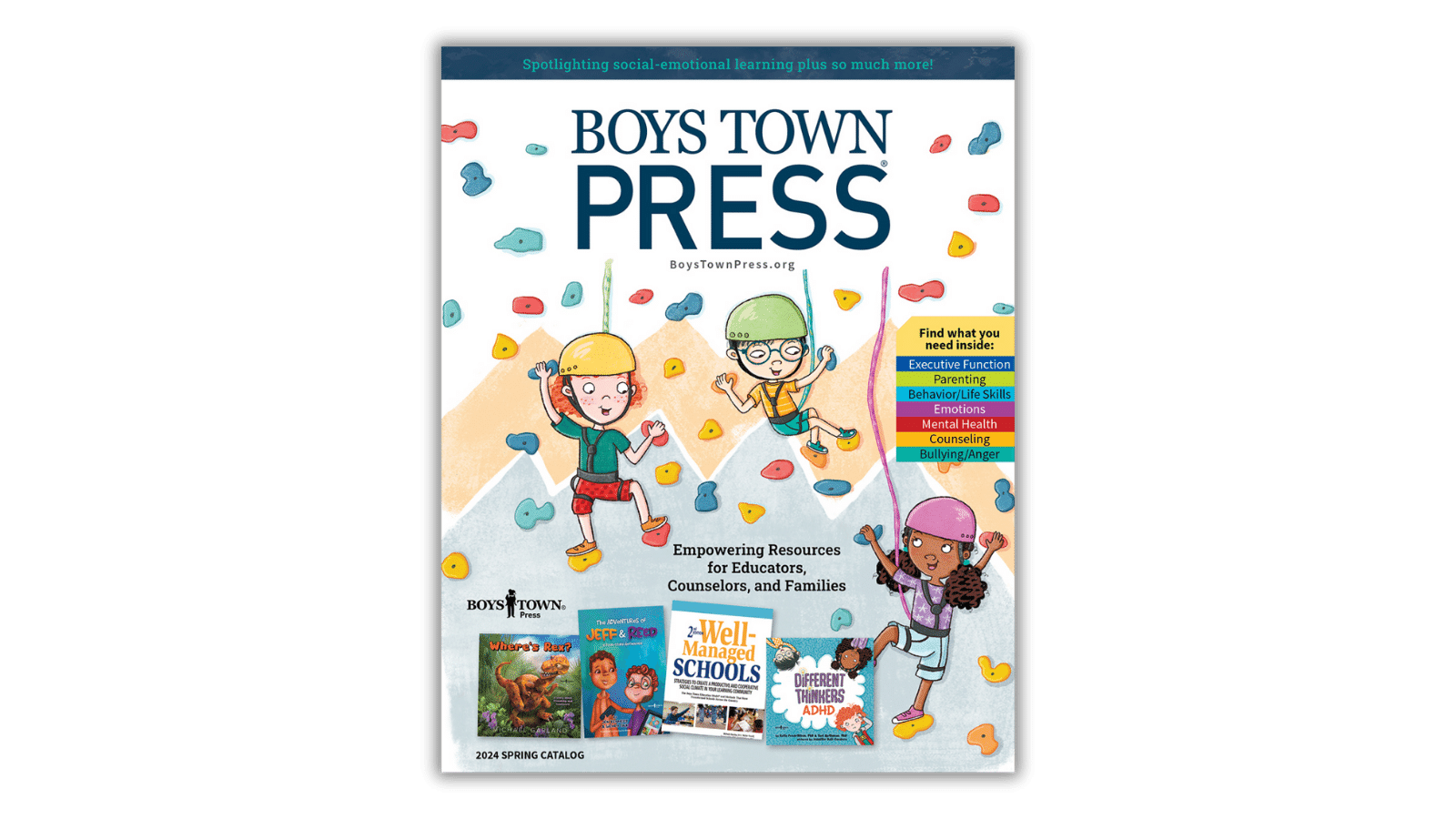 Cover of Boys Town Press 2023 Spring Catalog featuring Jasper Lizard character