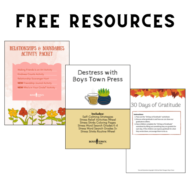image of three colorful worksheets with free resources text