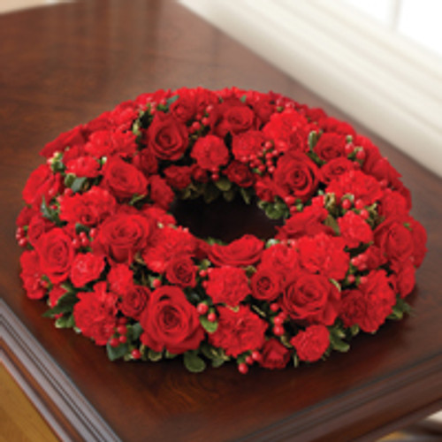 All Red Cremation Wreath