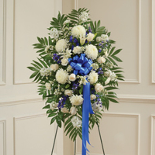 Blue & white Sympathy Standing Spray