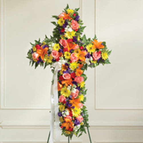 Multicolor Bright Mixed Flower Standing Cross