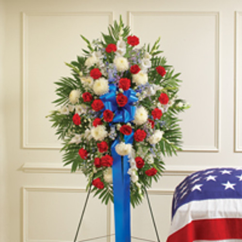 Red, White & Blue Sympathy Standing Spray