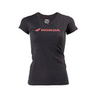 Factory Effex Honda Wing Horizontal Logo Women's V-Neck T-Shirt / Black (L) 16-88344