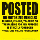 Voss Signs Yellow Plastic Sign 11 1/4" .024 Gauge Posted No Vehicles 143 NMV YP