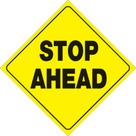 Voss Signs Yellow Plastic Reflective Sign 12" - Stop Ahead 414 SA YR