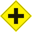 Voss Signs Yellow Plastic Reflective Sign 12" - 4-Way Intersection 470 X YR