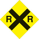 Voss Signs Yellow Plastic Reflective Sign 12" - Railroad 489 RR YR
