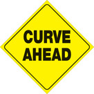 Voss Signs Yellow Plastic Reflective Sign 12" - Curve Ahead 471 CA YR