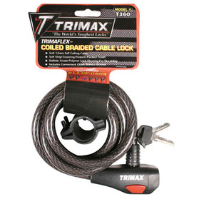 Trimax Coiled Braided Cable Lock - 6Ft X 12Mm TKC126