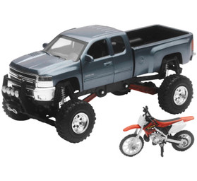 New Ray Toys 1:32 Scale Truck And Dirt Bike Sets Grey/Red SS-54426