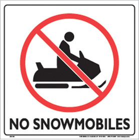 Voss Signs White Plastic Sign 12" - No Snowmobiles 328 NSB WP
