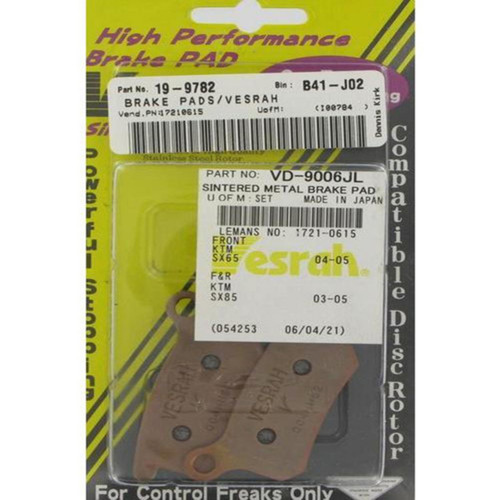 Vesrah Sintered Metal Brake Pads Vd-9006Jl VD-9006JL