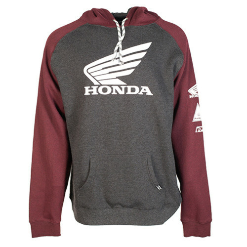 Factory Effex Honda Wing Men's Pullover Hoodie / Burgandy-Charcoal Gray (Xl) 22-88316