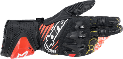 Alpinestars GP Tech V2 S Gloves - Black/White/Fluo Red - 3XL