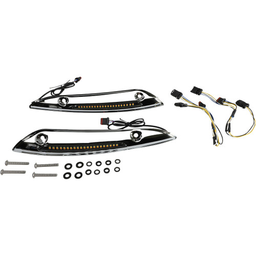 Custom Dynamics Windshield Trim - Sequential Turn Signal - Chrome