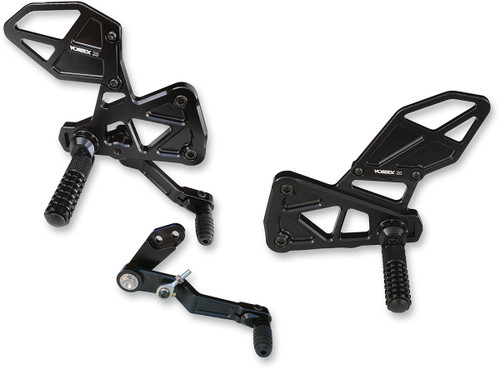 Vortex V3 2.0 Rearsets - '17-'20 Suzuki GSX-R 1000 - Silver / Black
