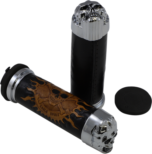 Drag Specialties Chr Skull Grip W/Pln Eyes