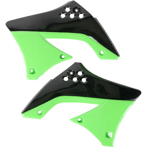 Acerbis Radiator Shrouds - Black/Green 5200815