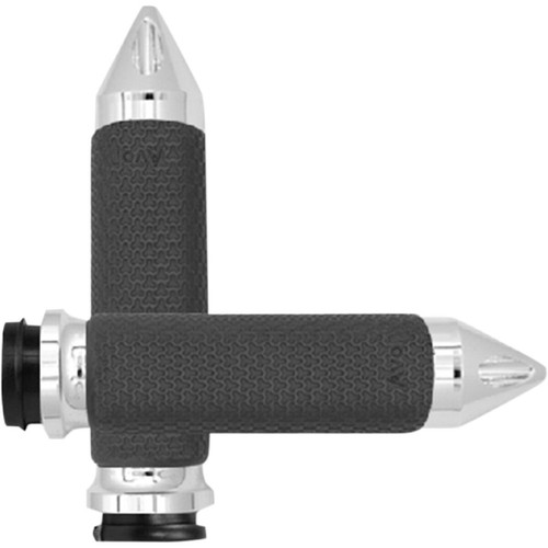Avon Grips Vibration Dampening Memory Foam - Medium - Spike - TBW - '08-'23 Harley-Davidson - Chrome