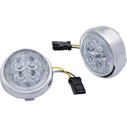 CIROLED Fang? Front Turn Signal Light Inserts with Bezel - Chrome/Clear-Harley-Davidson-2022' CVO Road Glide Limited