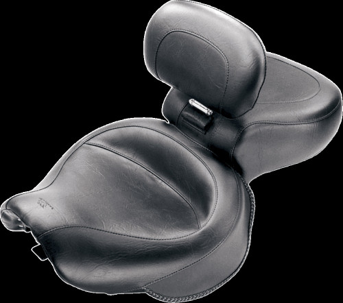 Seat - Vintage - Wide - Touring - With Driver Backrest - One-Piece - Smooth - Black - VT1100