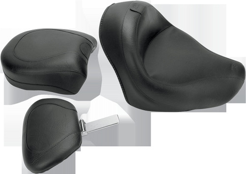 Seat - Vintage - Wide - Touring - With Driver Backrest - Two-Piece - Smooth - Black - VT750 Aero