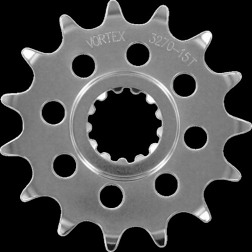 Vortex Steel Front Sprocket 15 Tooth - '96-'09 Suzuki GSX-R 600/750/1000/SV 650/650S/ '06-'15 Triumph Daytona 675 - Silver