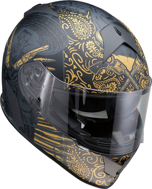Z1R Warrant Sombrero Helmet - Black/Gold - Small